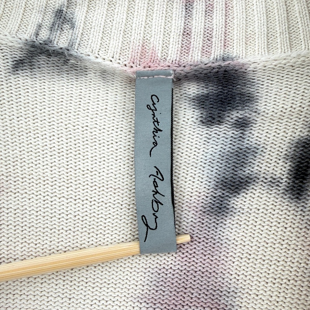 CYNTHIA ASHBY Frank Tie Dye Cardigan Women Medium Cream Gray Open Front Sweater - Picture 8 of 13